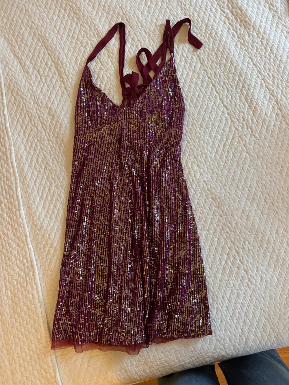 Free People Sequin Halter Dress in Plum